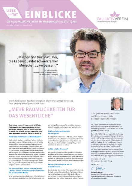Der 2. Newsletter zum Umbau der Palliativstationen im Marienhospital ist erschienen.