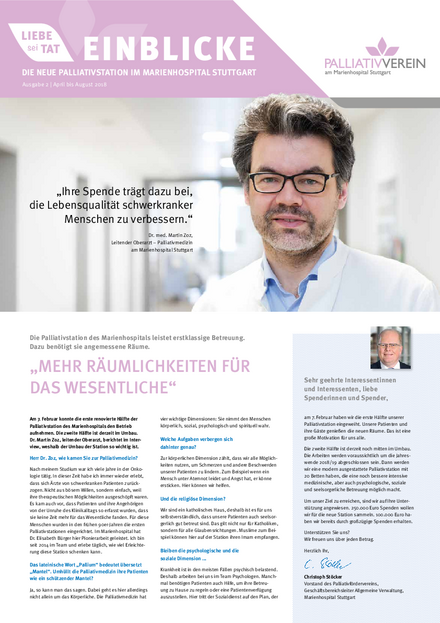 Der 2. Newsletter zum Umbau der Palliativstationen im Marienhospital ist erschienen.