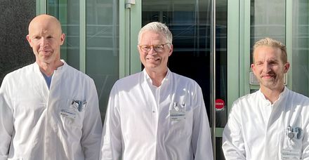 Prüfungskommission am Marienhospital (v. l. n. r.): Prof. Dr. Markus Zähringer (Radiologie), Prof. Dr. Michael Schäffer (Chirurg),  Dr. Sebastian Maus (Internist)