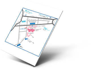 Anfahrtsskizze mit Bus und Bahn zum Marienhospital