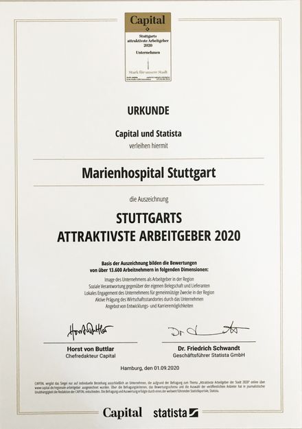 Marienhospital Stuttgart als attraktiver Arbeitgeber in Stuttgart gekürt.