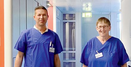 Im ganzen Haus im &shy;Einsatz: die Diabetesberater Marco Beffert und Brigitte R&ouml;&szlig;le