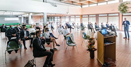 Die Geburtstagsfeier begann mit Vortr&auml;gen in der Aula des Marienhospitals Stuttgart