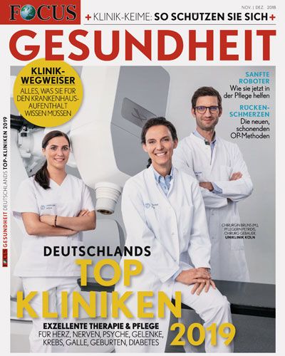 Cover der Focus-Zeitschrift „Top Kliniken Deutschlands“